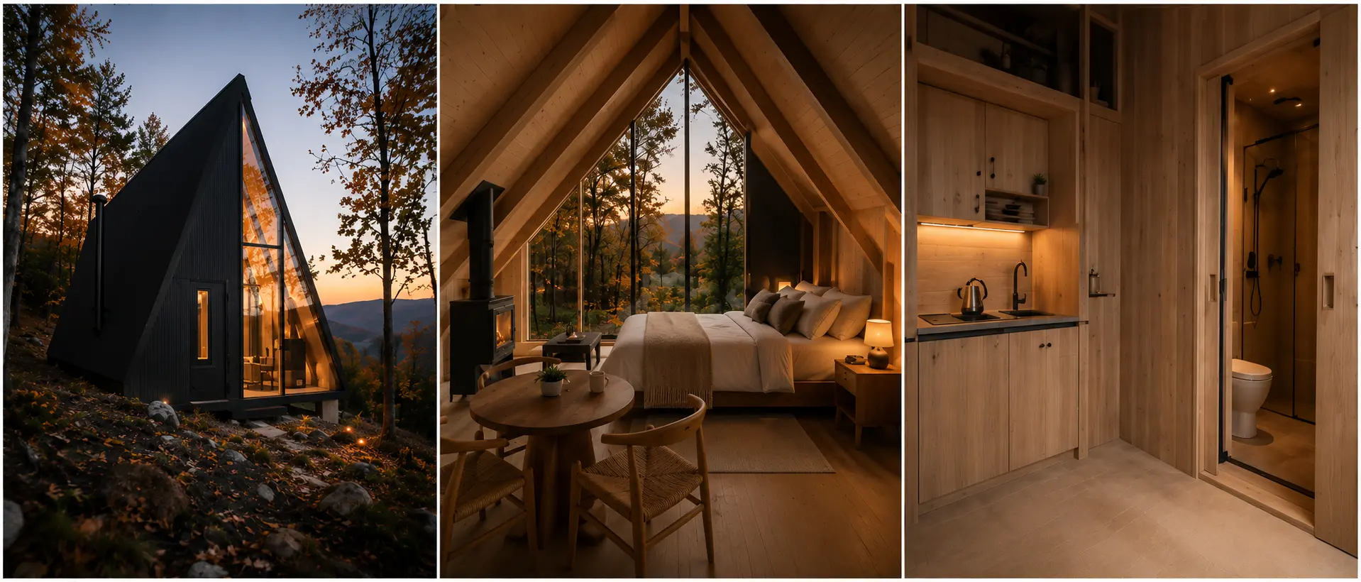 Luxury Micro Cabin Exterior & Interior Views